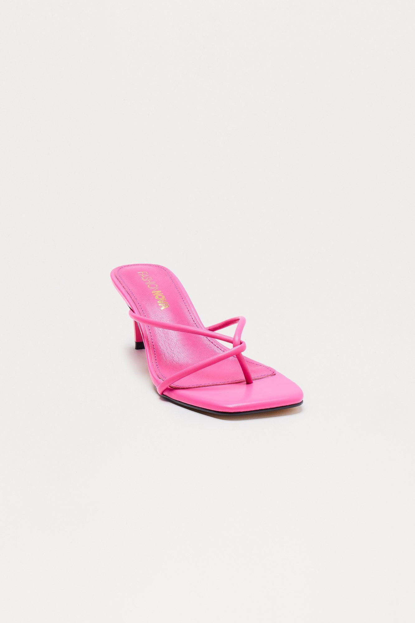 Berry Faux Leather Thong Mules - Pink Product Image