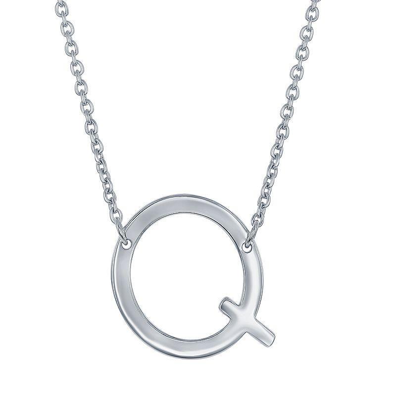 Sterling Silver Sideways Initial Necklace, Women's, Size: 16-18" ADJ, Sterling P Product Image