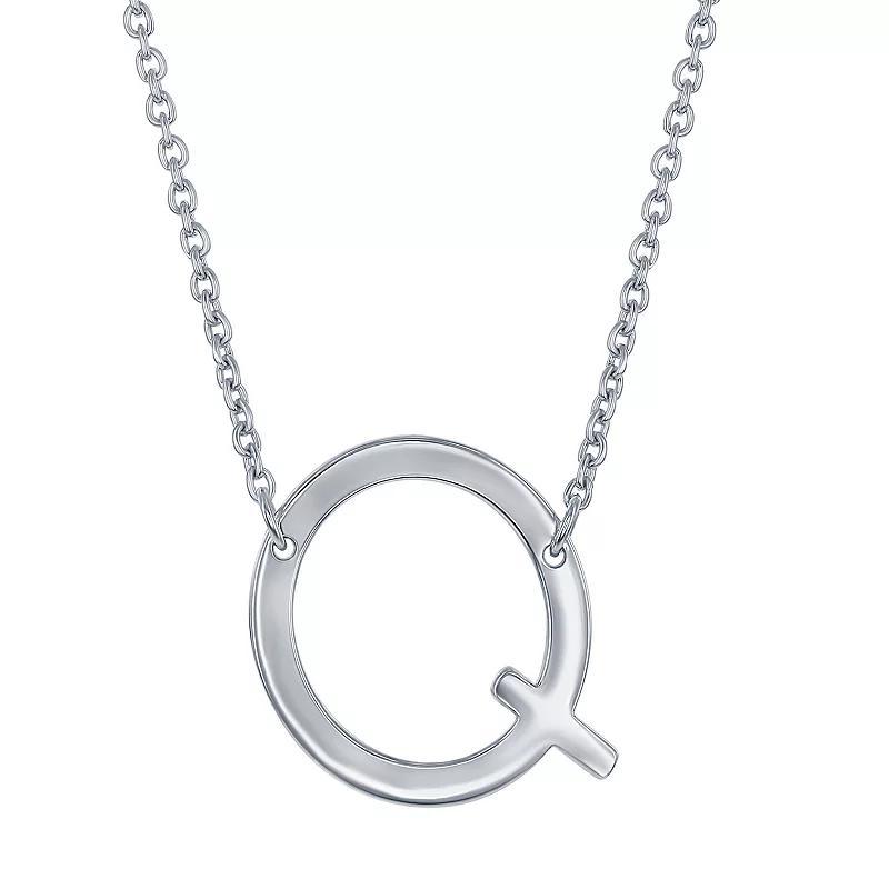 Sterling Silver Sideways Initial Necklace, Women's, Size: 16-18" ADJ, Sterling P Product Image