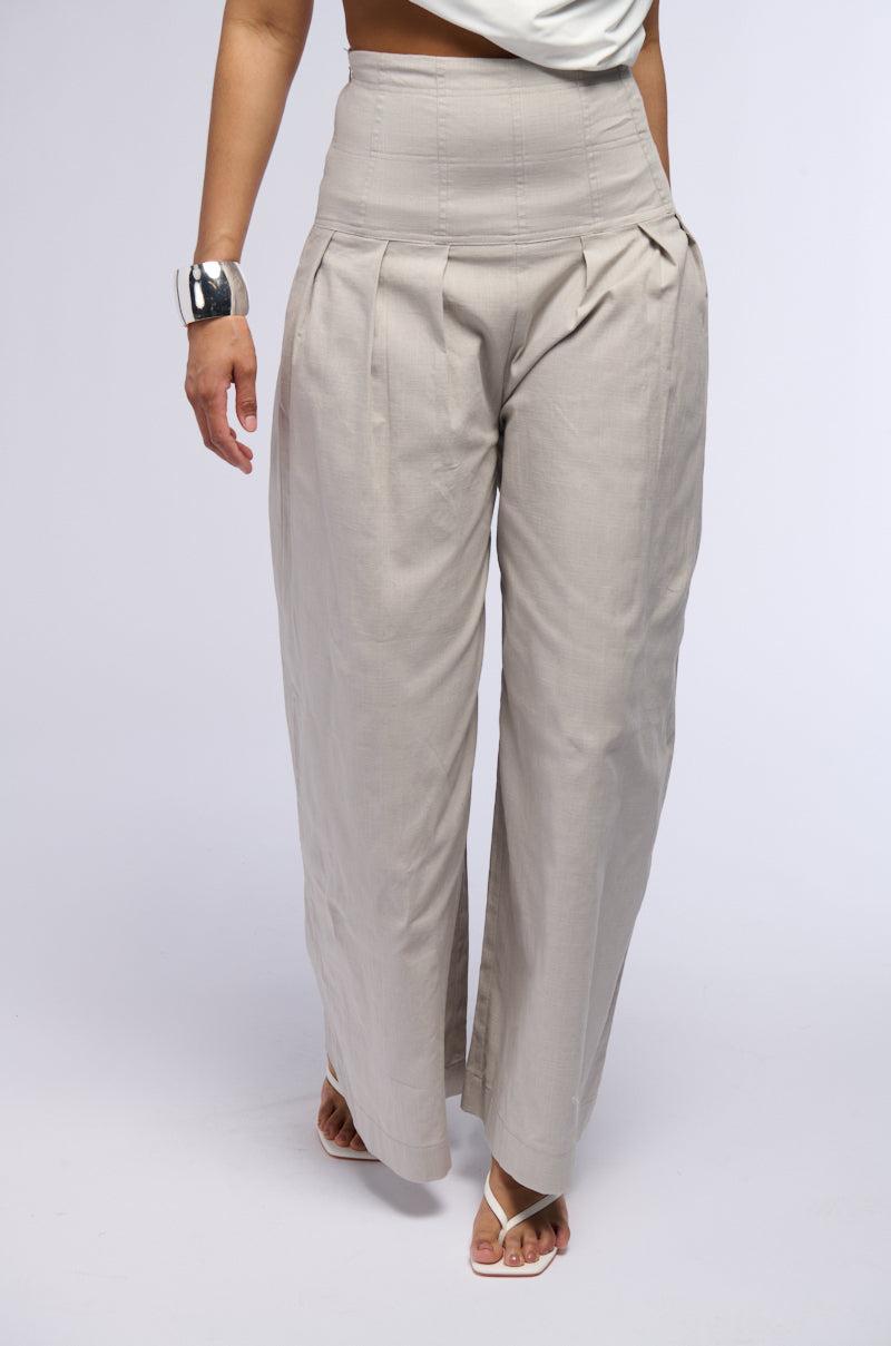LUNA HIGH WAISTED WIDE LEG LINEN TROUSER Product Image