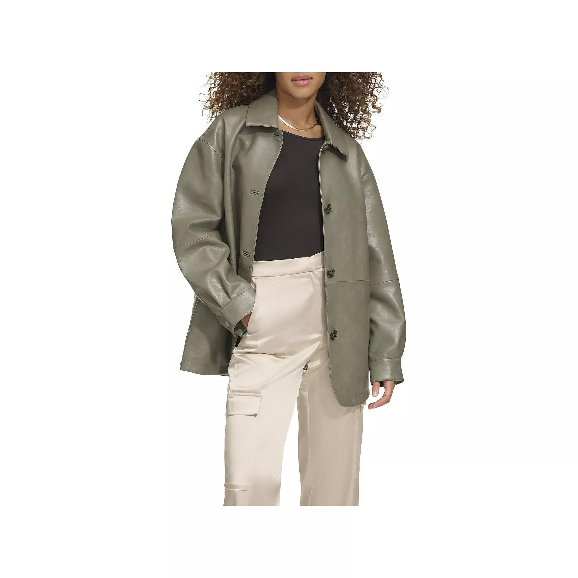 Women's Levi's® Faux Leather Vintage Collared Shirt Jacket, Size: Large, Grey Product Image