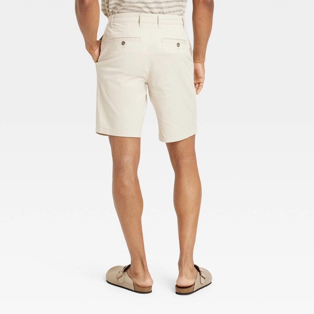 Men's Every Wear 9" Flat Front Chino Shorts - Goodfellow & Co™ Cream 29: Slim Fit, Mid Rise, Stretch Poplin, Machine Washable Product Image
