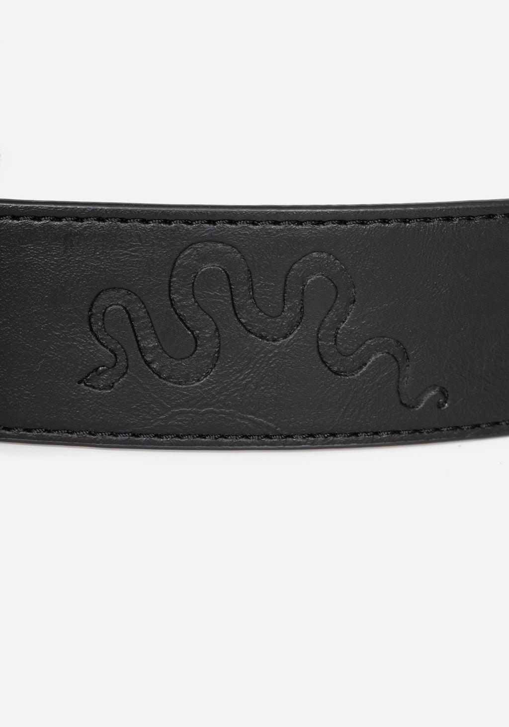 Mamba Debossed Belt With Snake Buckle - Brass Product Image