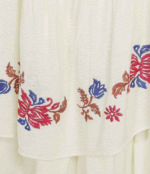 C&V Chelsea & Violet Embroidered Tiered Midi Skirt Product Image