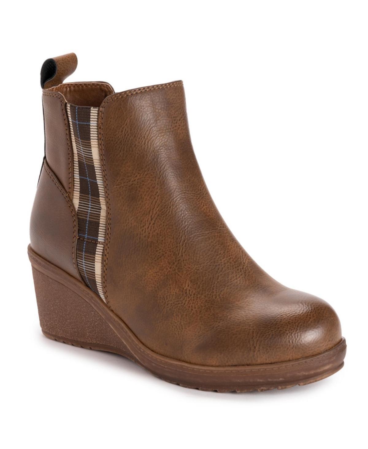 MUK LUKS England Women's Wedge Ankle Boots, Size: 8, Brown Product Image