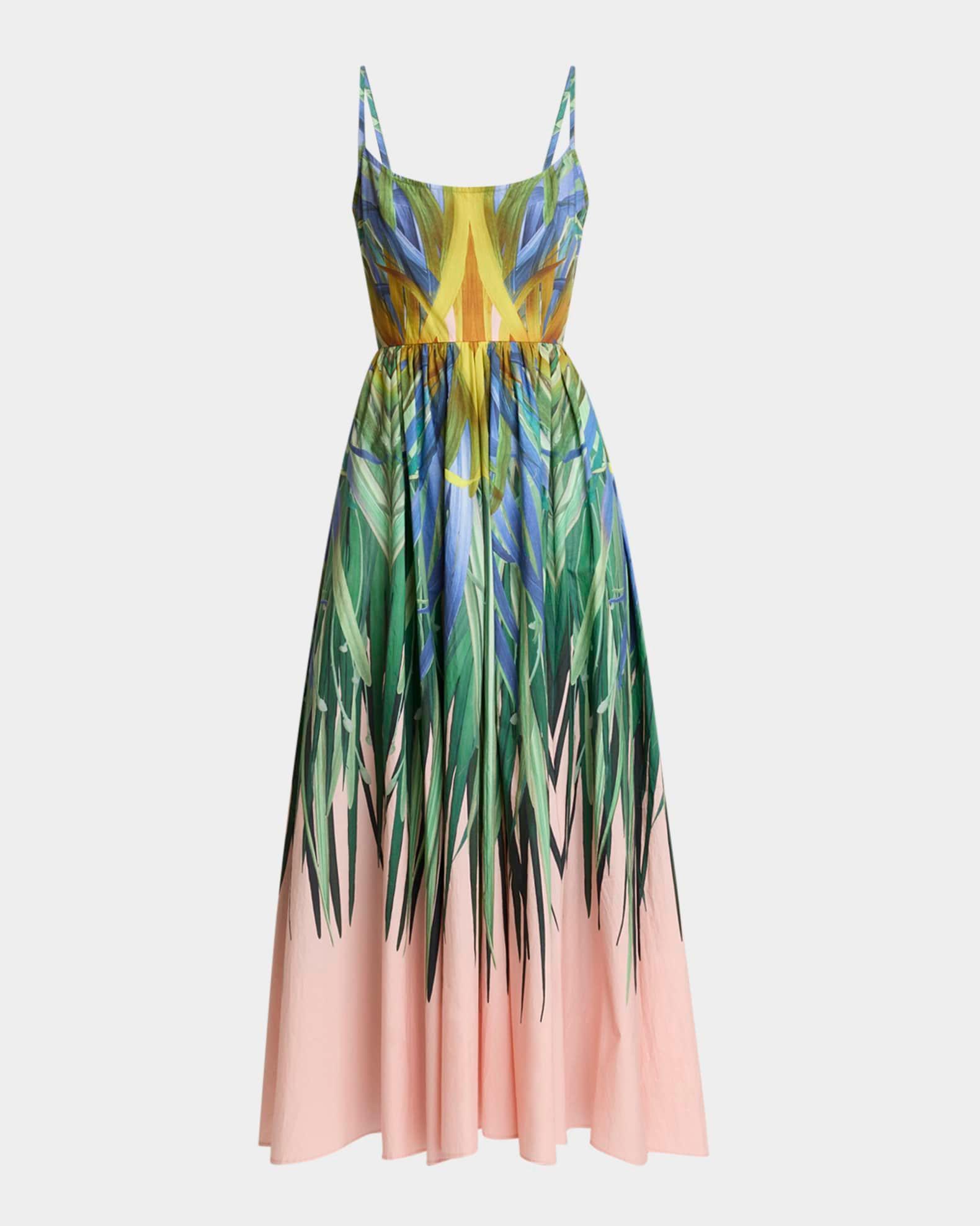 Printed Cotton Low-Back Midi Dress Product Image