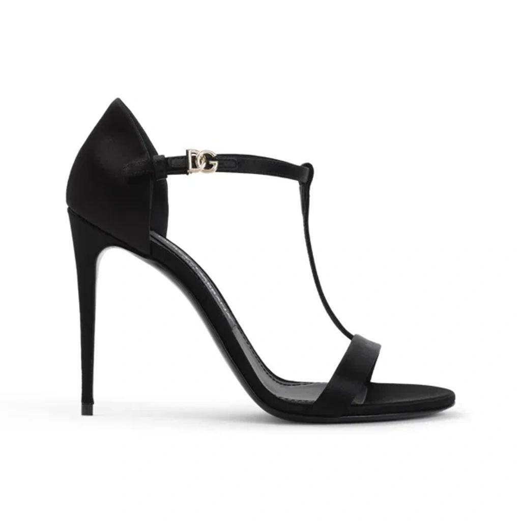 DOLCE & GABBANA 105mm Keira Satin Sandals In Black Product Image