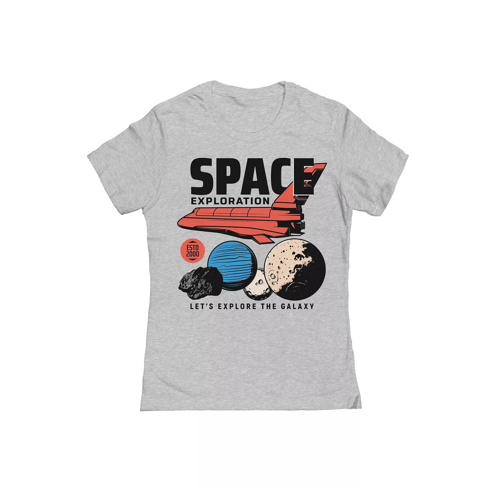 Junior's Exploring Space Womens Graphic Tee, Girl's, Size: Large, Sport Gray Product Image