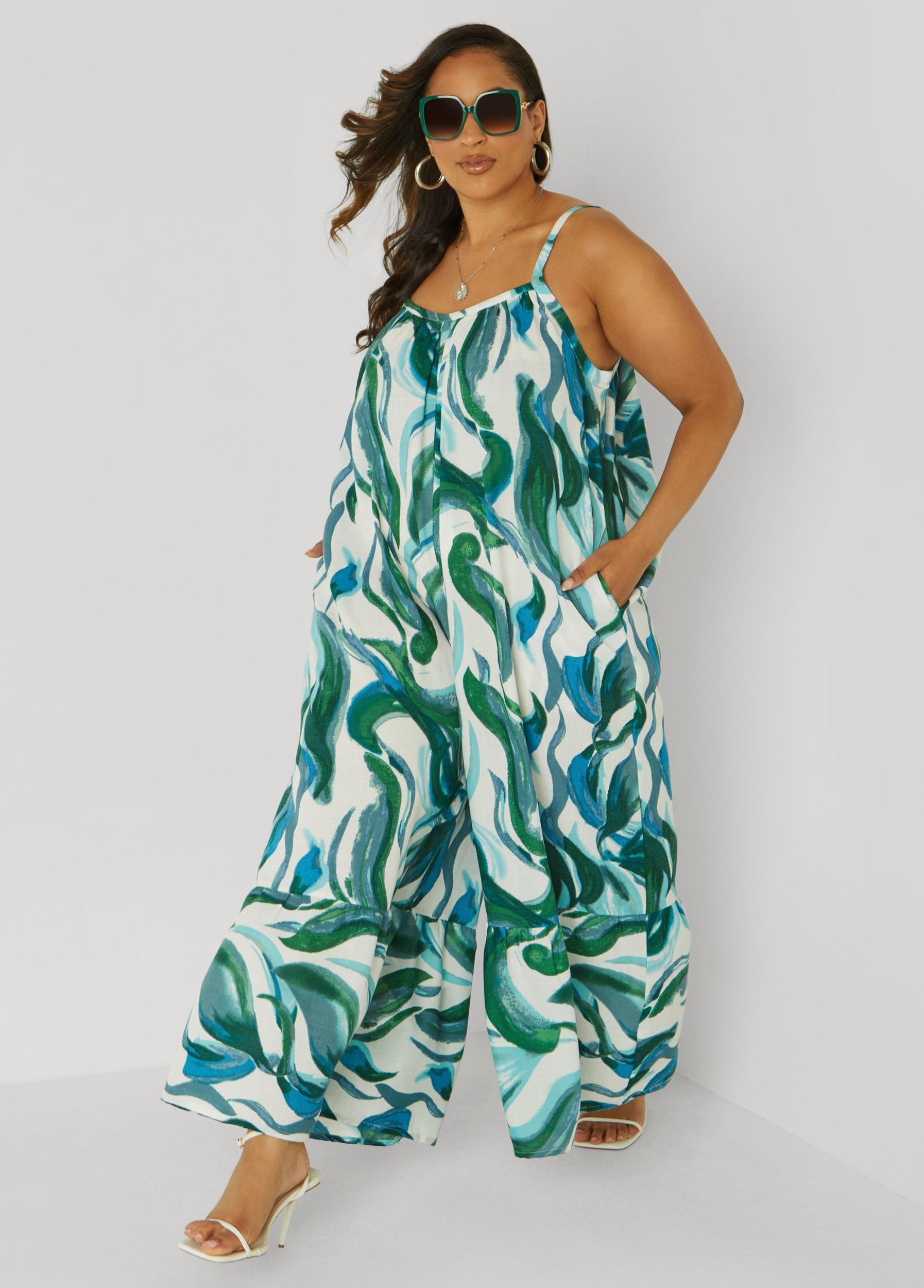 Swirl Print Wide Leg Jumpsuit Product Image