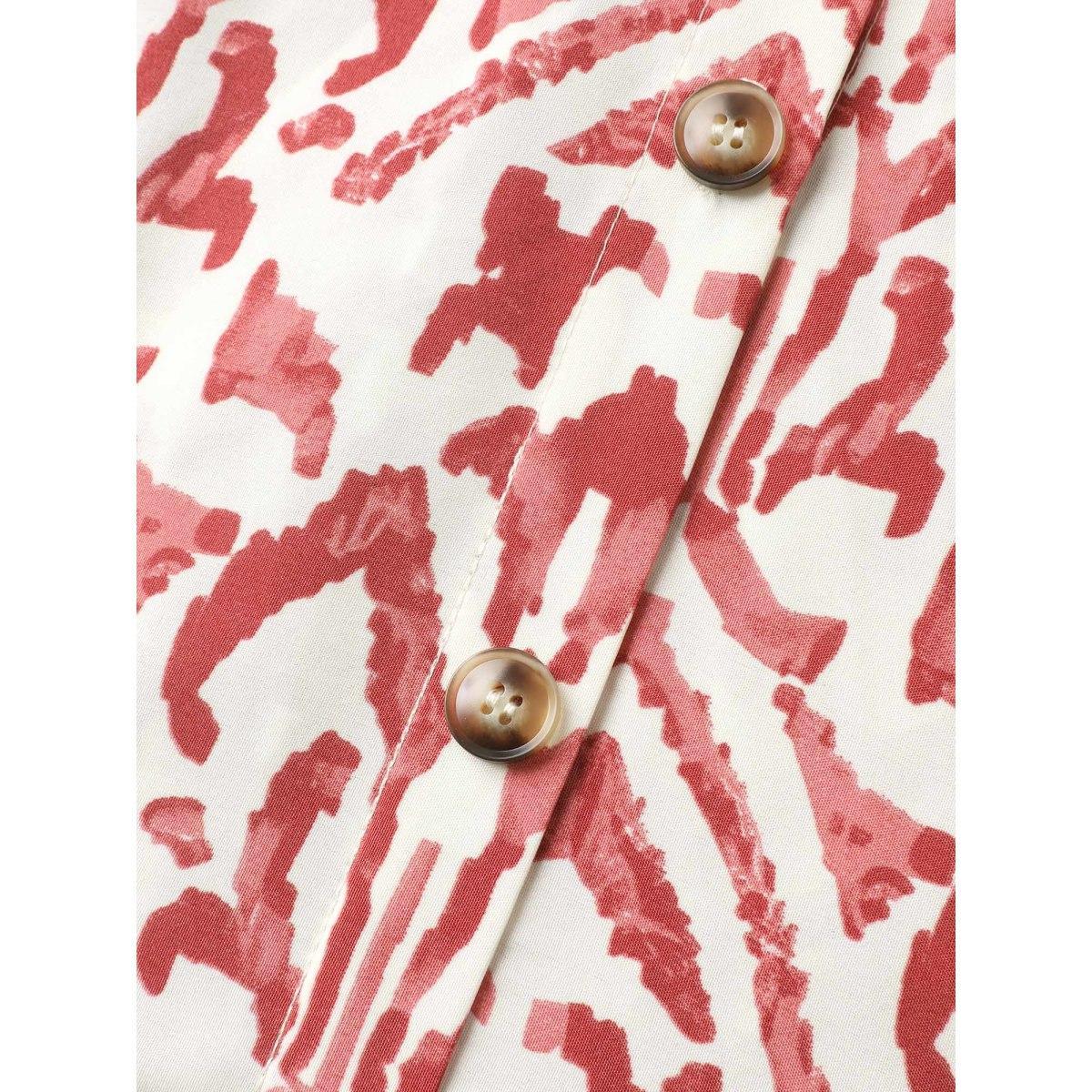 Plus Size Spring Abstract Print Shirt Collar Midi Dress Russet Women Shirt collar Sleeveless Curvy BloomChic 30/6X Product Image