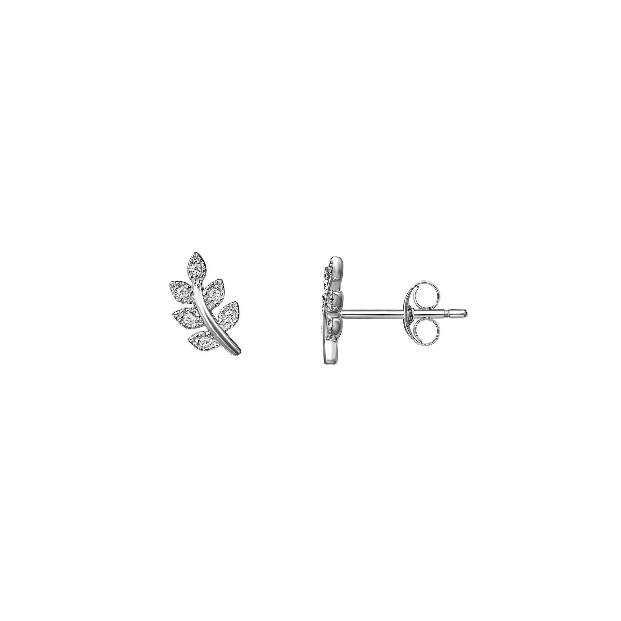 PRIMROSE Sterling Silver Cubic Zirconia Leaf Stud Earrings, Women's, Sterling Clear Product Image