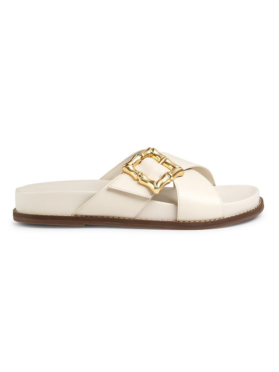 Enola Crisscross Buckle Leather Sandals Product Image