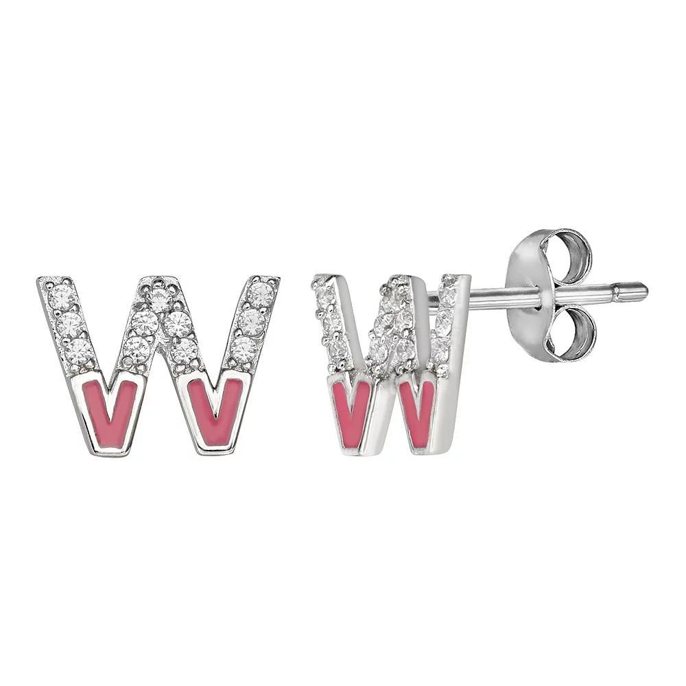 PRIMROSE Sterling Silver Cubic Zirconia Initial Stud Earrings, Women's, Orange K Product Image