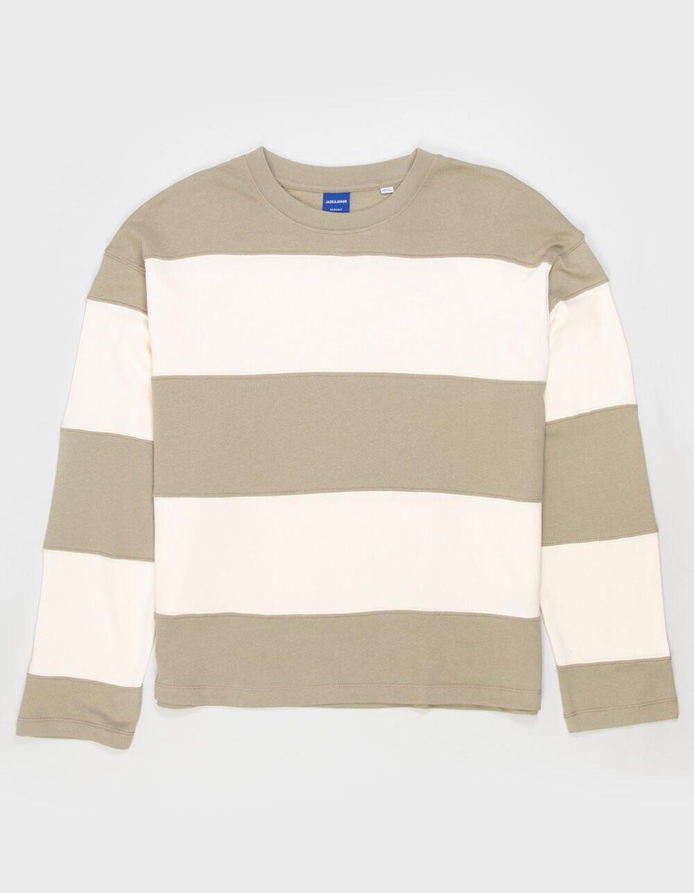 JACK & JONES Block Mens Stripe Crewneck Sweatshirt - Cream Combo Product Image