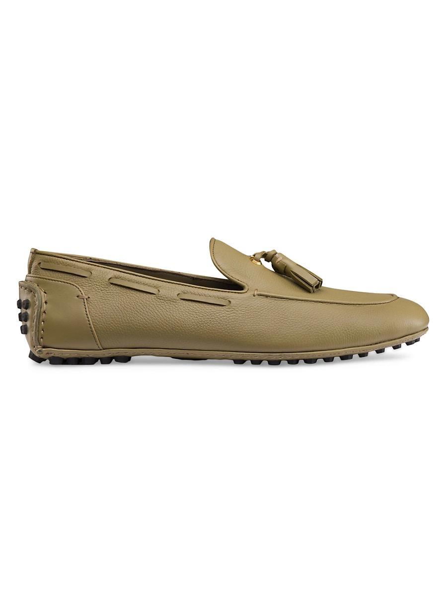 Mens Calfskin Leather Tassel Driving Shoes Product Image
