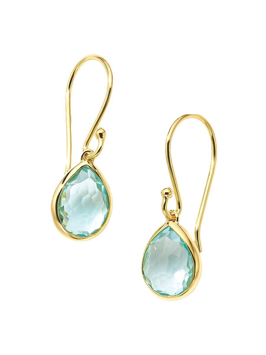 Ippolita 18K Yellow Gold Rock Candy Blue Topaz Teeny Teardrop Earrings Product Image