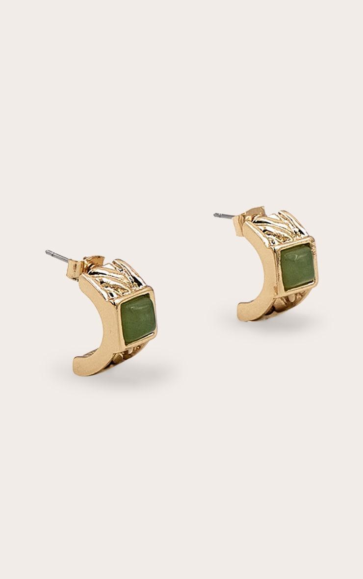 Gold Stone Hoop Earrings Product Image