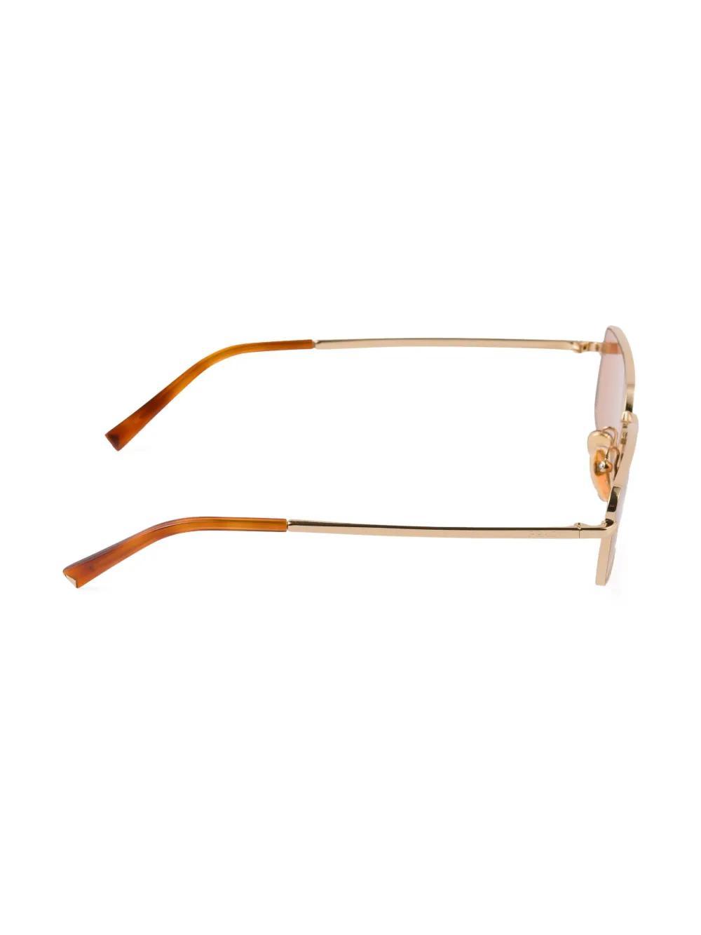 PRADA Thin Rectangle-frame Sunglasses In Gold Product Image