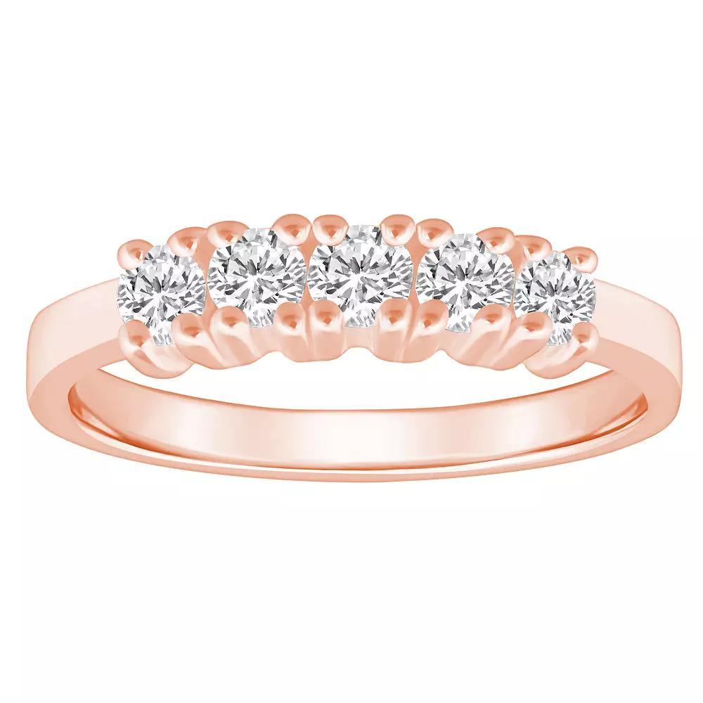 Alyson Layne 14k Gold 1/2 Carat T.W. Diamond 5-Stone Wedding Ring, Womens Pink Product Image