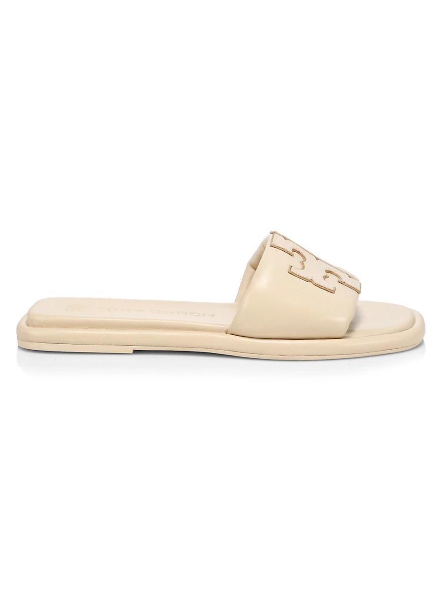 Womens Double-T Monogram Padded Leather Slide Sandals Product Image