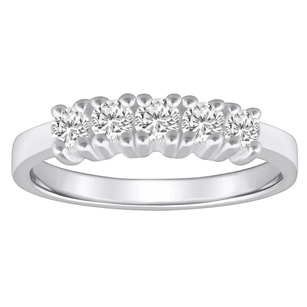 Alyson Layne 14k Gold 1/2 Carat T.W. Diamond 5-Stone Wedding Ring, Women's, Size: 9, White Product Image