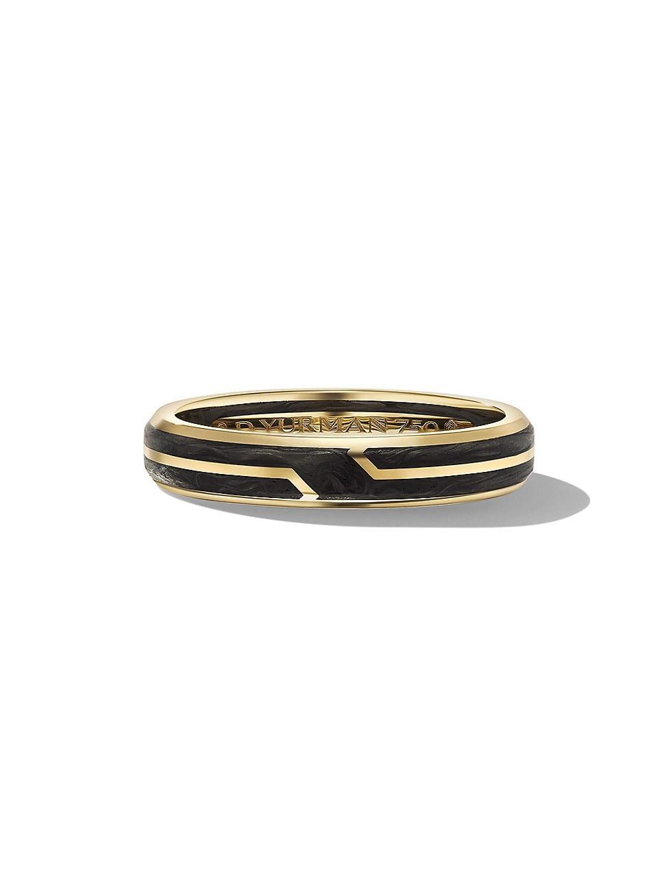 Mens Forged Carbon Band Ring in 18K Yellow Gold, 4mm Product Image