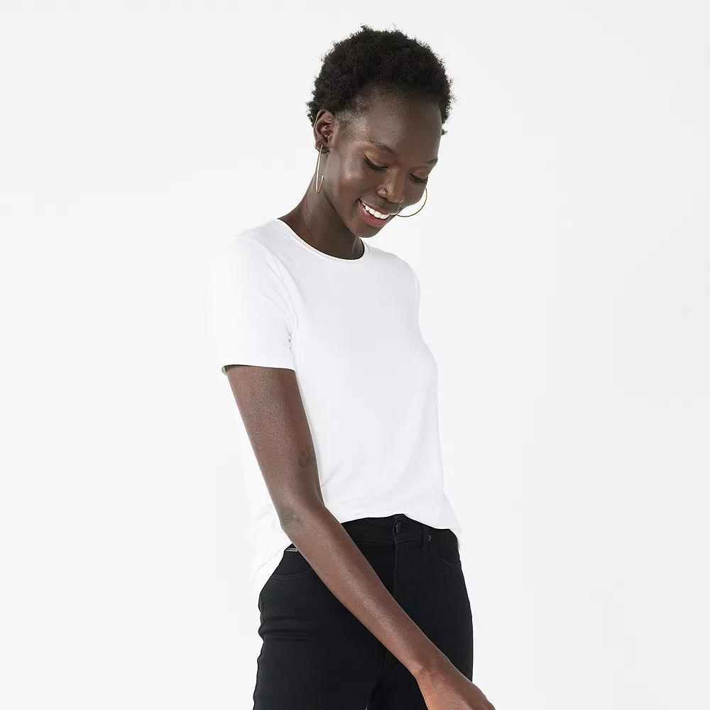 Women's Nine West Essential Crewneck Tee, Size: XXL, White Knight Product Image