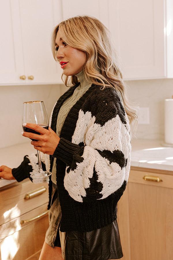 Stripe A Pose Knit Cardigan in Black Product Image