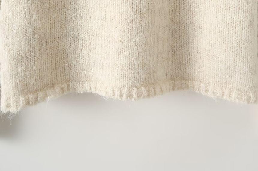 Tie-Neck Melange Pointelle Sweater Product Image