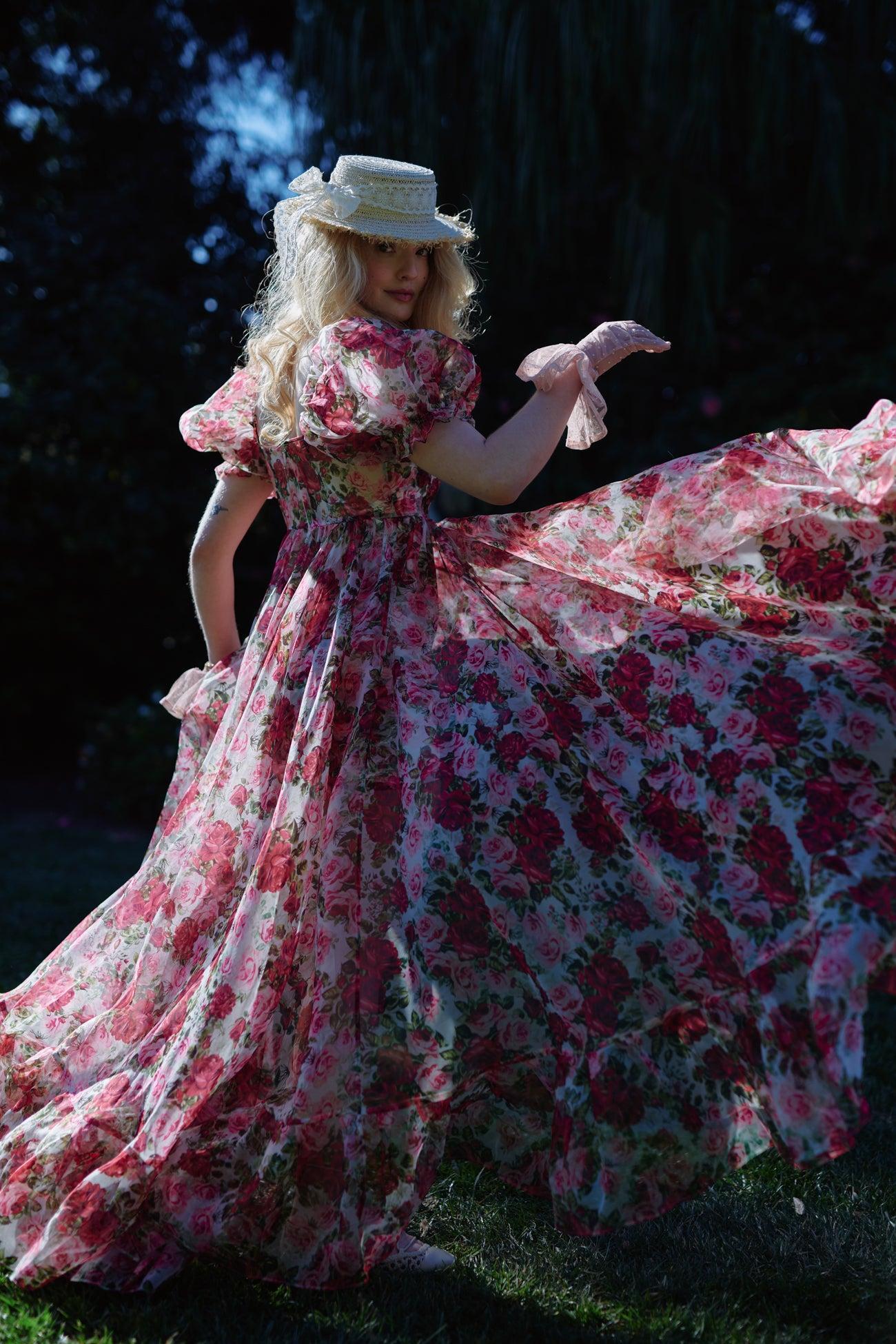 Roses Are Red Sheer Delight Ruffle Gown Product Image