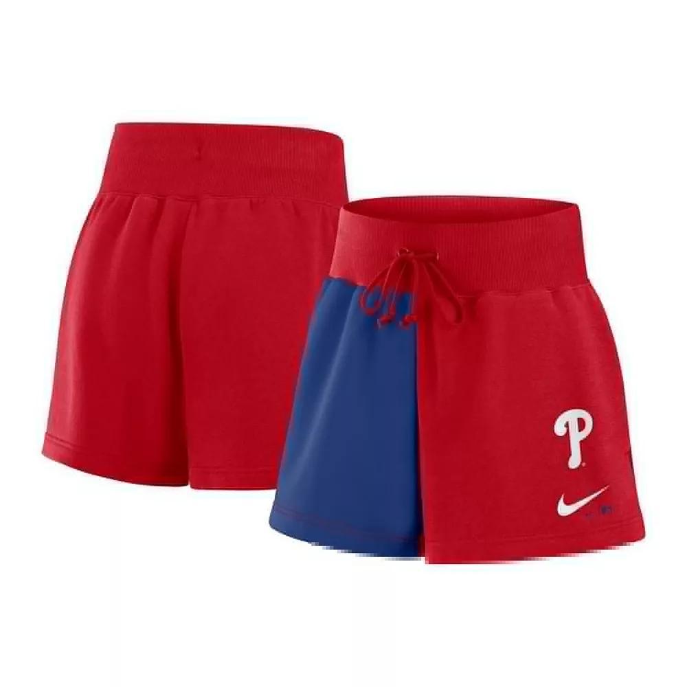 Women's Nike Red/Royal Philadelphia Phillies Color-Block Phoenix Fleece Lounge Shorts, Size: Small Product Image
