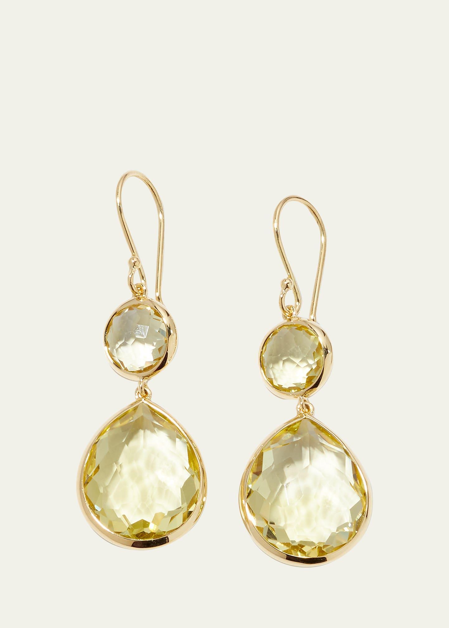 Womens Rock Candy Snowman 18K Green Gold & Turquoise Two-Stone Drop Earrings Product Image