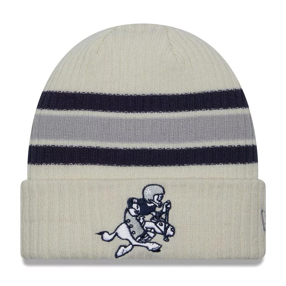 Men's New Era  Cream Dallas Cowboys Vintage Cuffed Knit Hat, Beige Product Image
