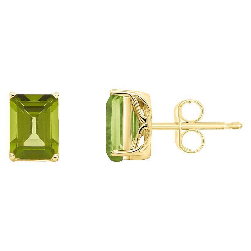 Alyson Layne 14k Gold Emerald Cut Peridot Stud Earrings, Women's, 14k White Gold Product Image