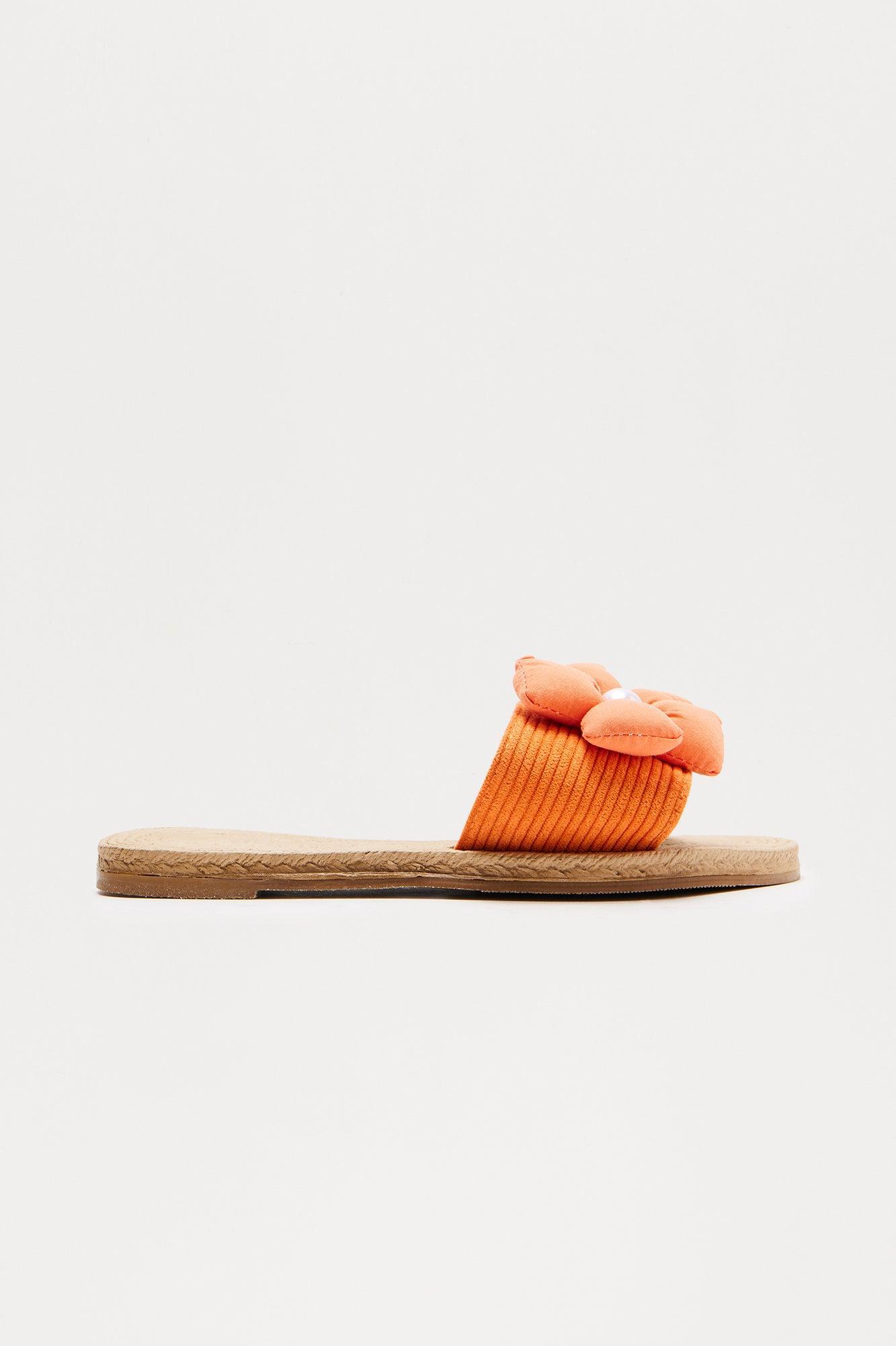 Liliette Flower Jute Sandals - Orange Product Image