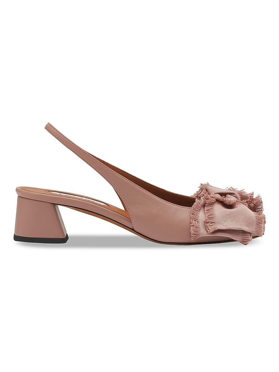 Womens Leather Heeled Slingback Ballerinas Product Image