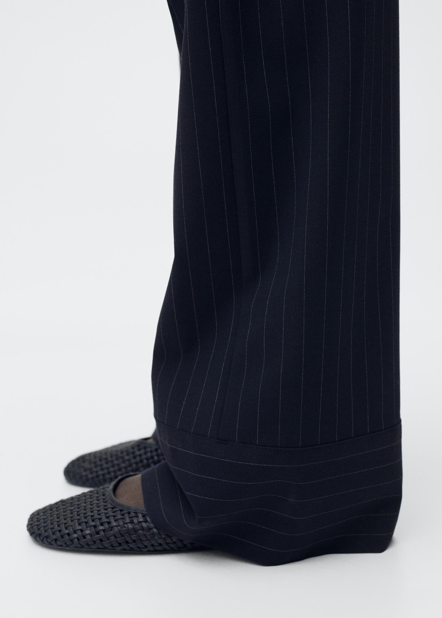 Chalk-stripe straight pants - Women | MANGO USA Product Image
