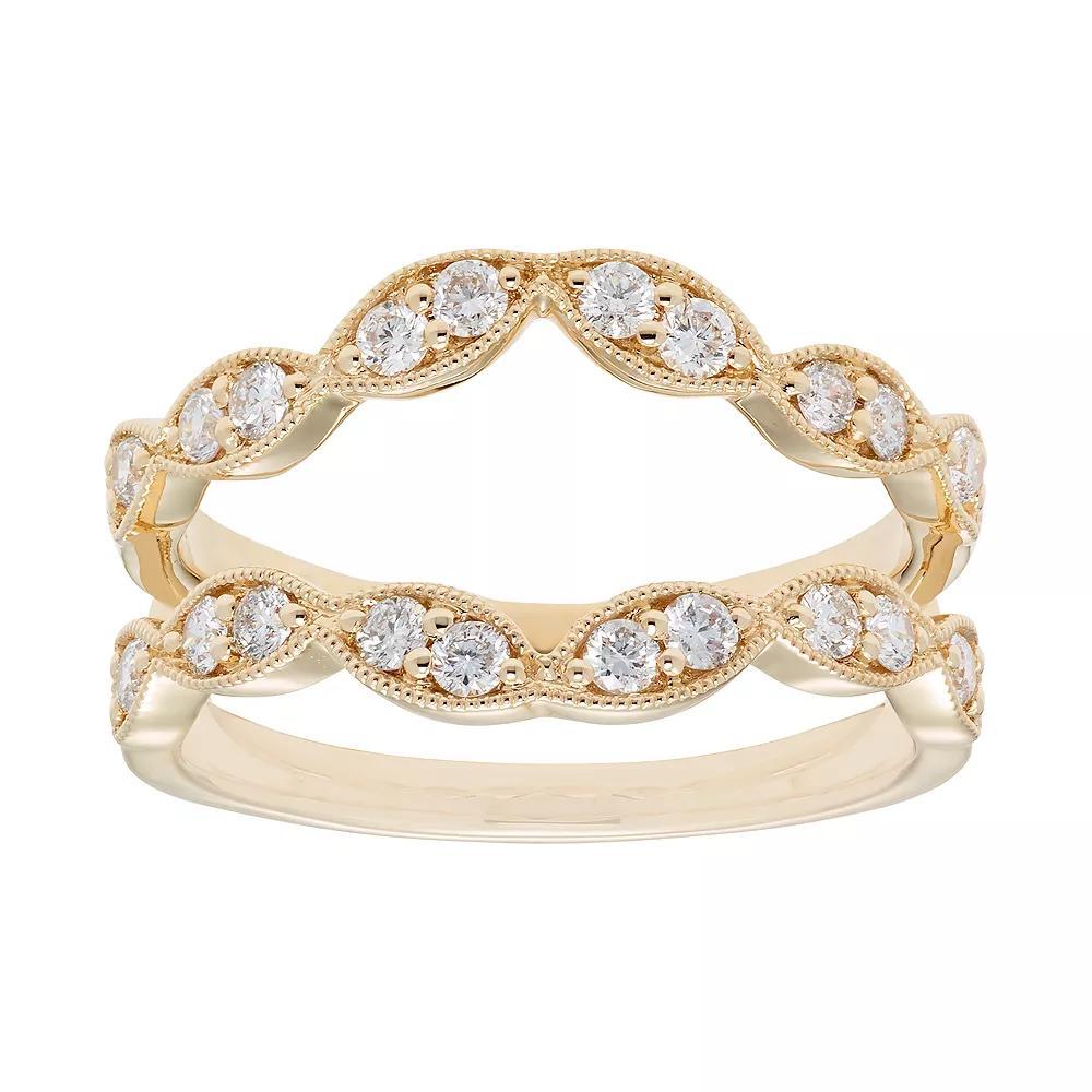 The Regal Collection 14k Gold 1/2 Carat T.W. Diamond Scalloped Enhancer Wedding Ring, Women's, Size: 6, Pink Product Image