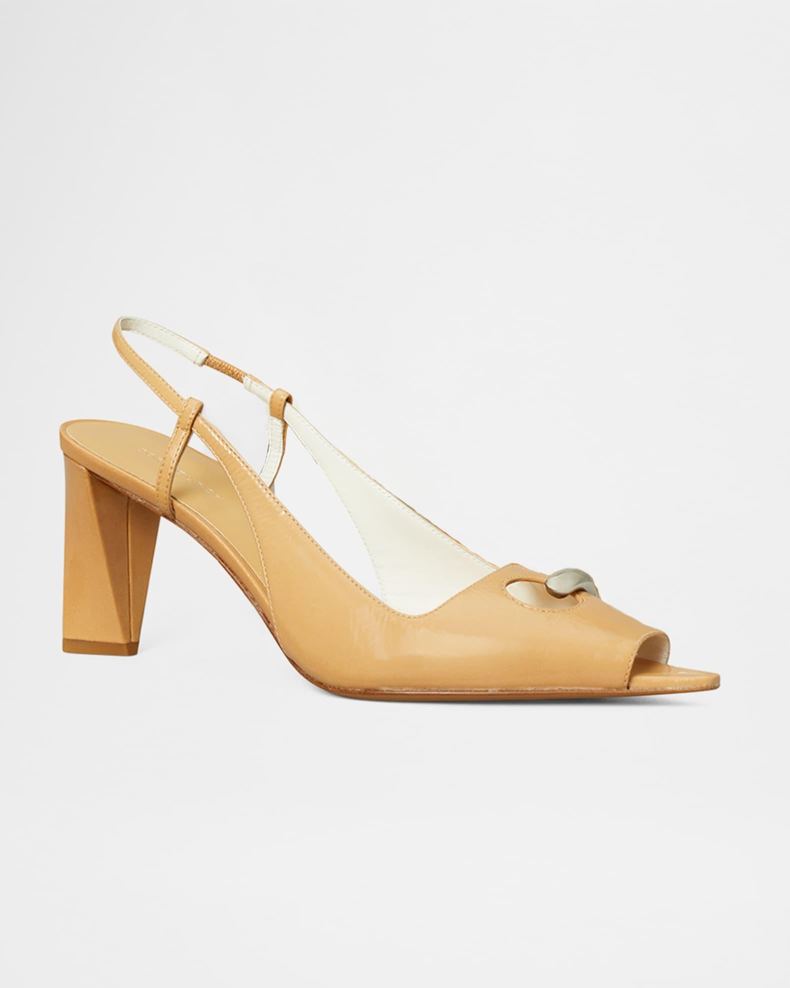 Pierced Peep-Toe Slingback Pumps Product Image