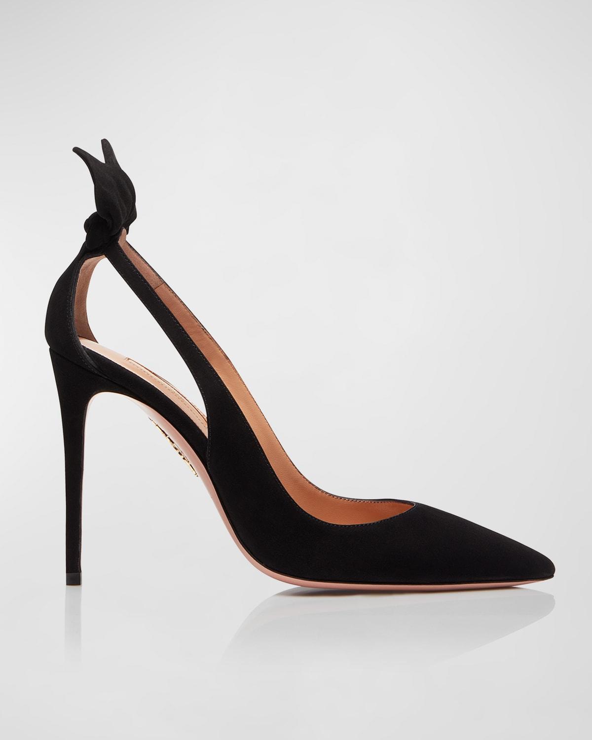 AQUAZZURA Bow Tie 85 Suede Pumps In Black Product Image