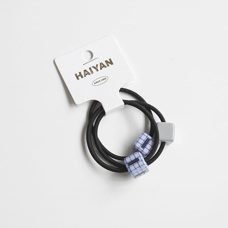 Set of 3: Plaid Cube Hair Tie + Plain Hair Tie Product Image