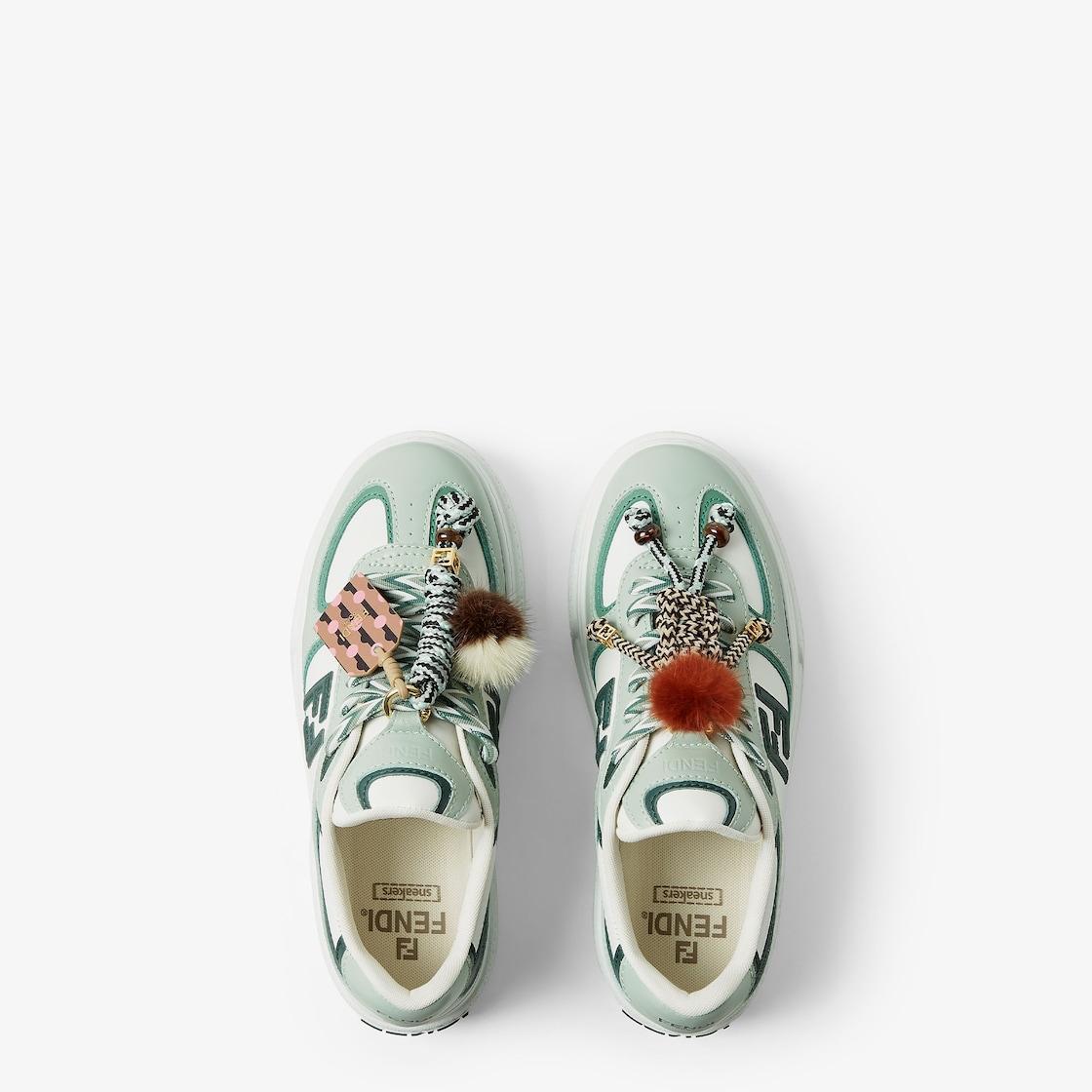Fendi MatchLow top platform shoes in green leather with charm Product Image