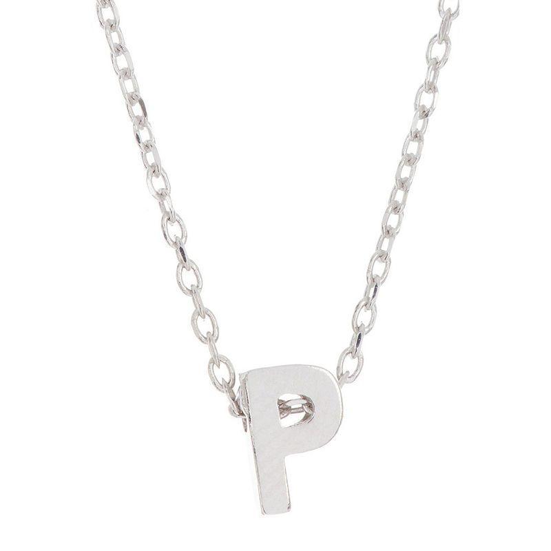 Adornia Mini Initial Pendant Necklace, Women's, Silver Tone E Product Image