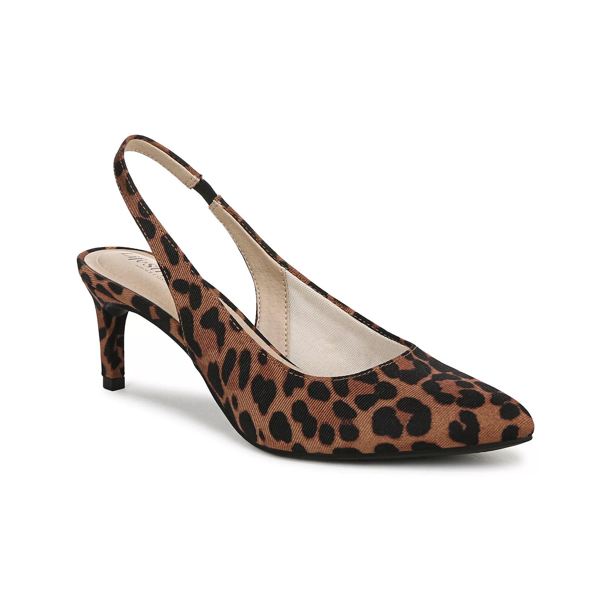 LifeStride Annalise Women's Slingback Heels, Size: 9 Wide, Brown Animal Print Product Image