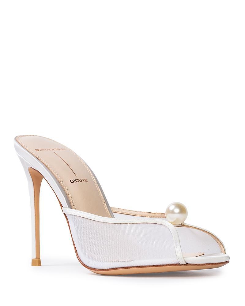 Black Suede Studio Womens Sadie Faux Pearl Embellished Mule Sandals Product Image