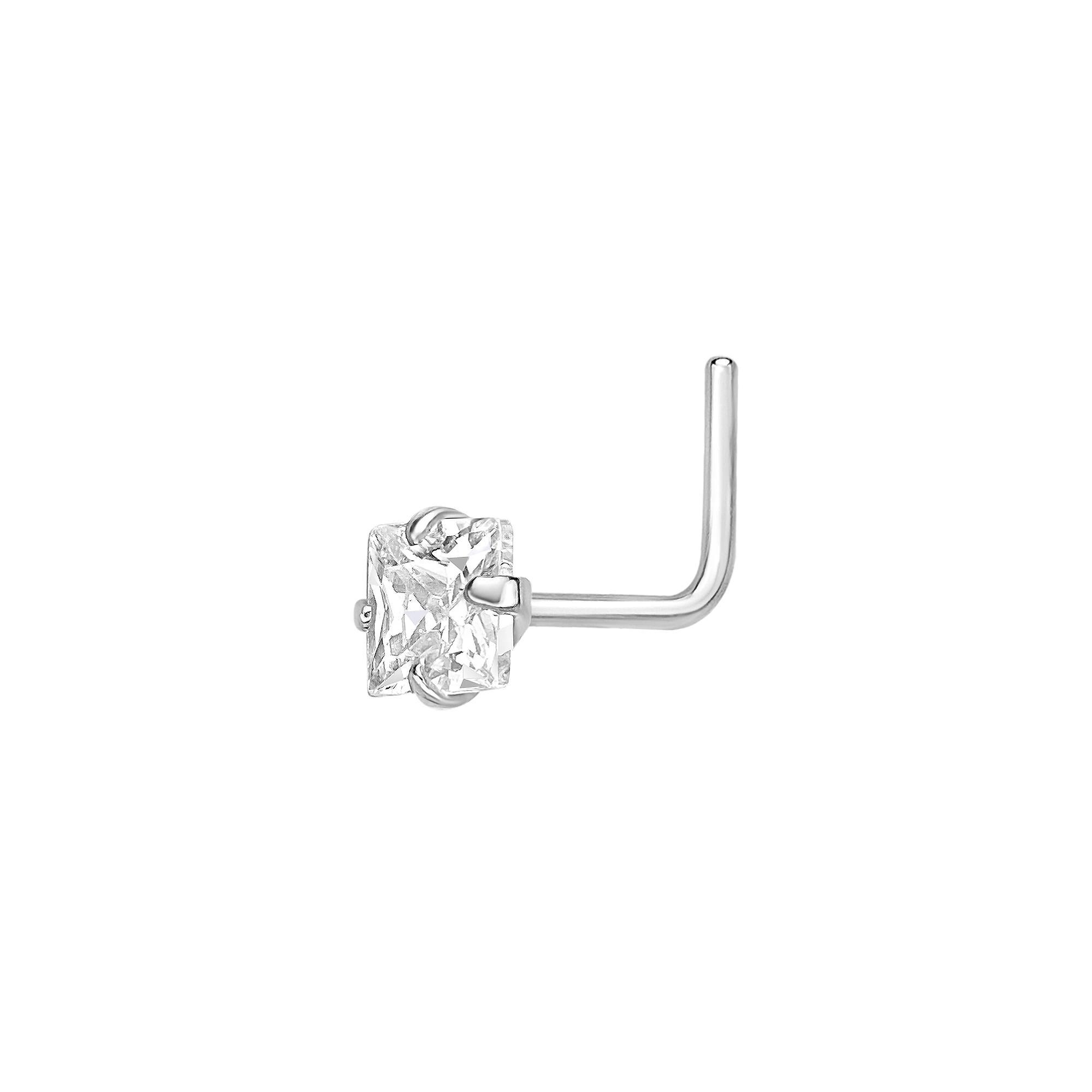 Lila Moon 14k Gold Cubic Zirconia 90 Degree Nose Ring Stud, Women's, 14k Yellow Gold Product Image