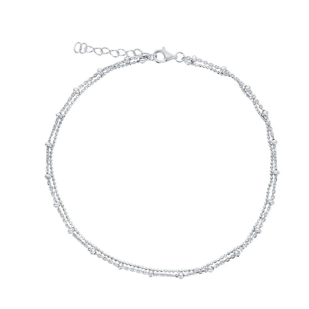 Argento Bella Double Strand Beaded Anklet, Women's, Size: 9-10" ADJ, Sterling Product Image