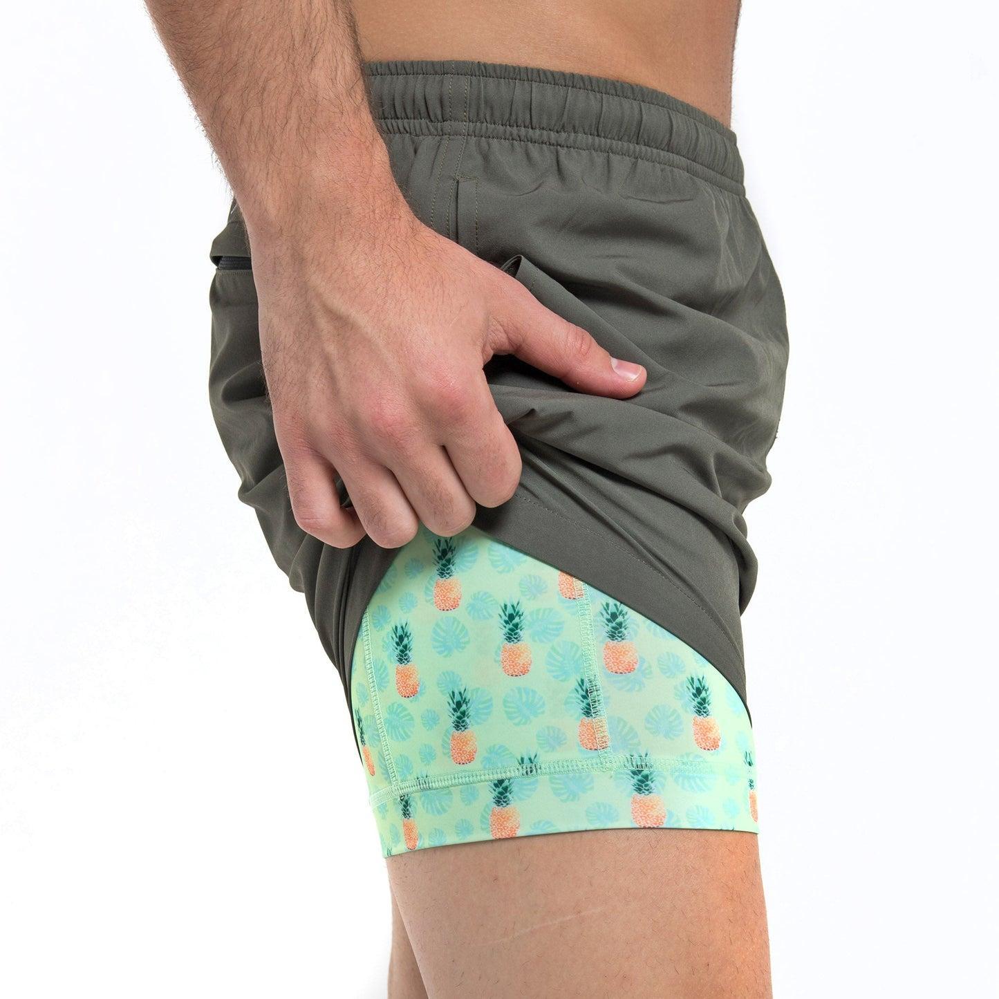 Bermies Green Pineapples Swim Trunks Product Image