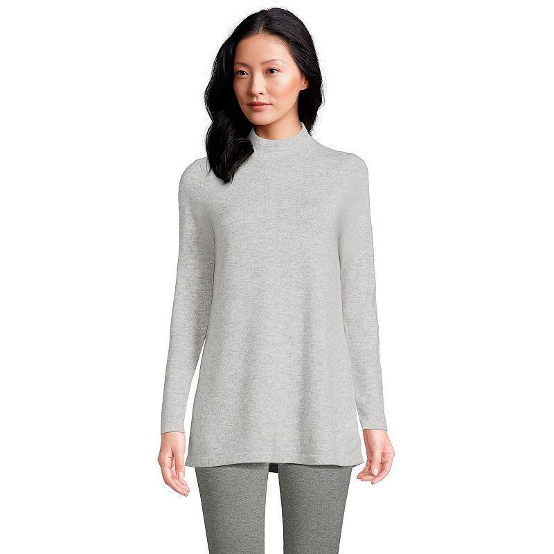 Women's Lands' End Cashmere Mock Neck Swing Tunic Sweater, Size: Large, Fresh Ivory Product Image