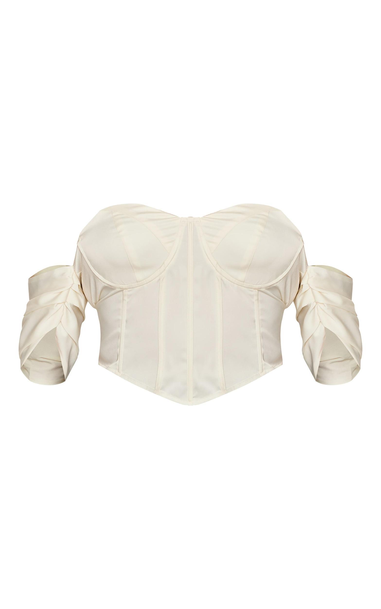  Plus Cream Satin Bardot Sleeve Corset Product Image